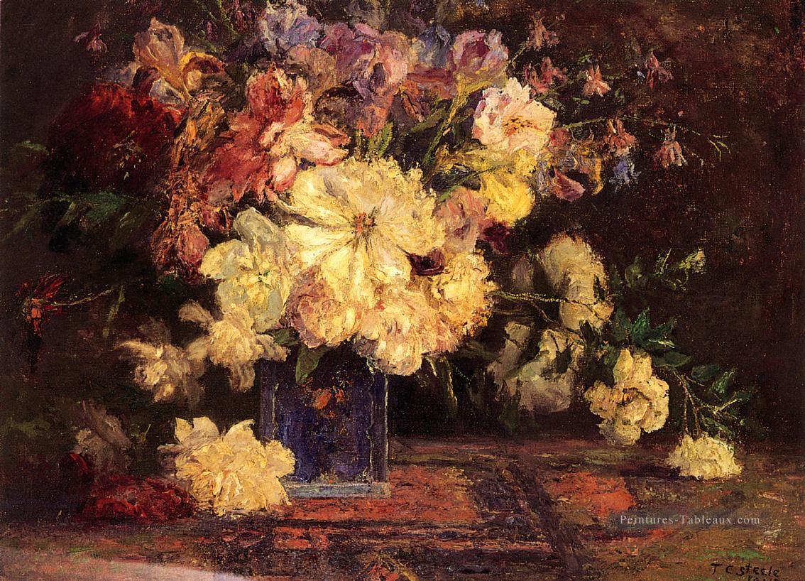 Nature morte aux pivoines Impressionniste fleur Théodore Clement Steele Peintures à l'huile